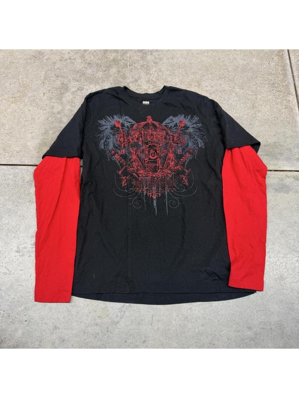 vintage relevance black and red sword emo shirt size large